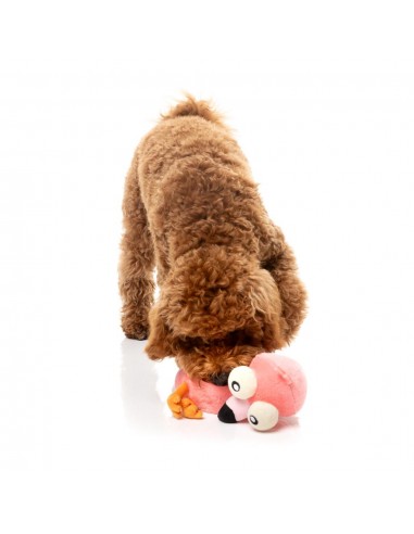 FuzzYard Neck Minnits Neckole Flamingo Plush Dog Toy with Stretchy Neck