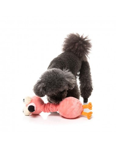FuzzYard Neck Minnits Neckole Flamingo Plush Dog Toy with Stretchy Neck