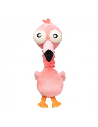 FuzzYard Neck Minnits Neckole Flamingo Plush Dog Toy with Stretchy Neck