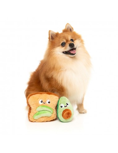 FuzzYard avocado and toast plush dog toys, pack of 2