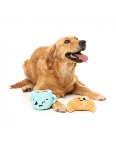 FuzzYard croissant and cappuccino plush dog toys, pack of 2