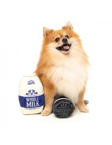 Squeaky plush dog toy FuzzYard Milk & Cookie, pack of 2