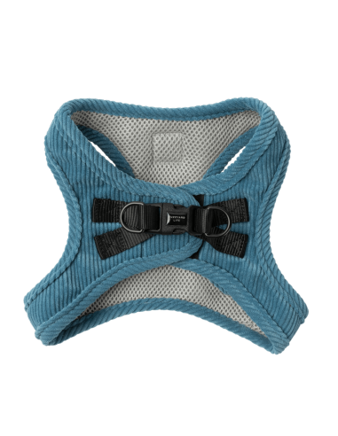 FuzzYard Life corduroy step-in dog harness, French Blue (size XXS)