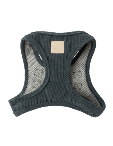 FuzzYard Life corduroy step-in dog harness, Slate Grey (size XXS)
