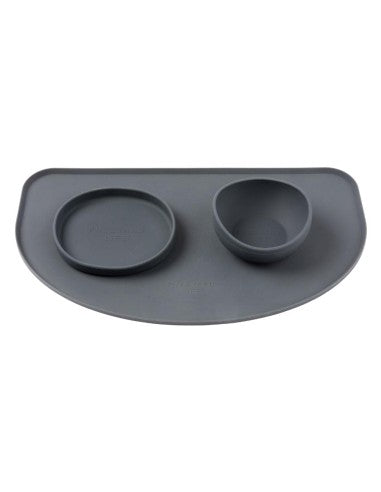 Silicone dog bowl mat FuzzYard Life Slate Grey