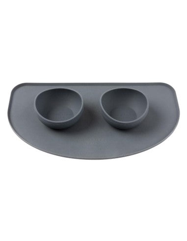 Silicone dog bowl mat FuzzYard Life Slate Grey