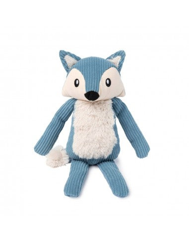 Corduroy plush dog toy FuzzYard Life Fox, French Blue