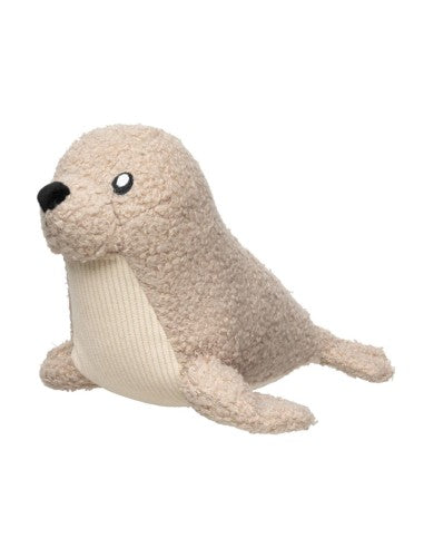 Seal plush dog toy FuzzYard Life Sandstone