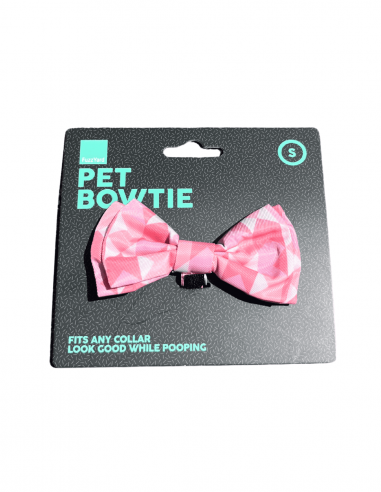 FuzzYard Pink Lemonade Velcro dog bow tie (size S)
