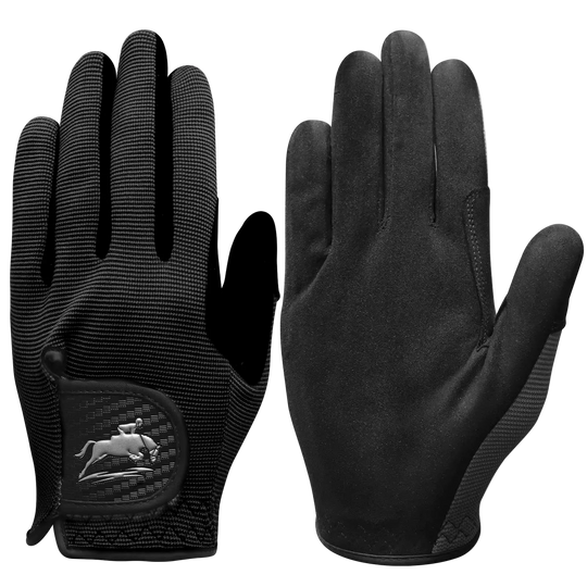 Guantes de montar ligeros negros con palma antideslizante