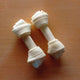 White knotted rawhide bone, 10 cm