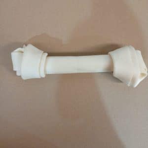 White knotted rawhide bone, 20 cm