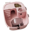 Pink compact hamster cage with hide, feeding area, water bottle, ladder and wheel