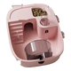 Pink compact hamster cage with hide, feeding area, water bottle, ladder and wheel