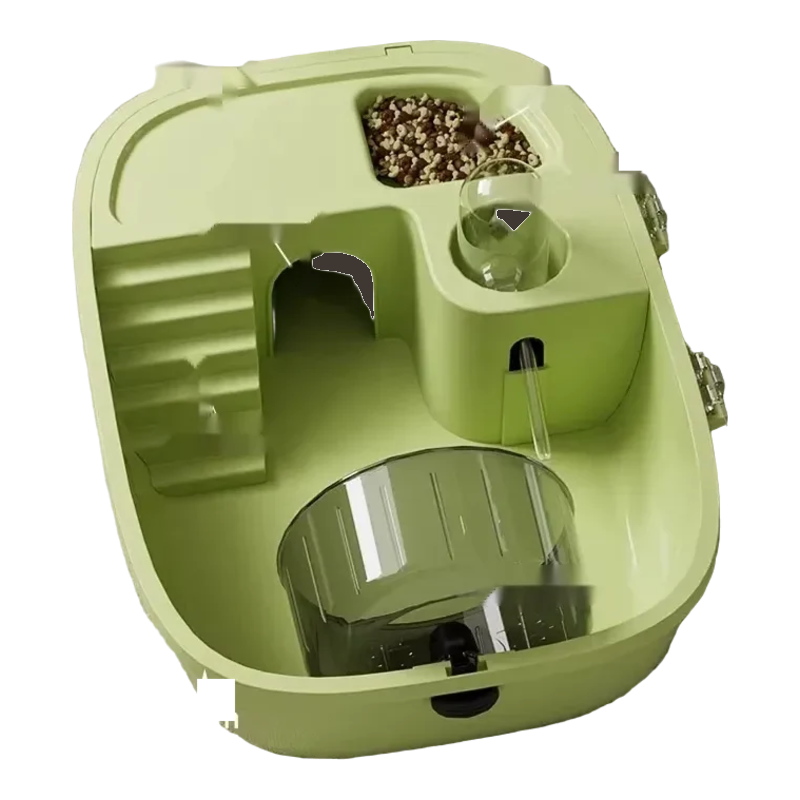 Green compact hamster cage with built-in zones and silent wheel