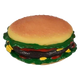 Giant vinyl burger dog toy, 15 cm