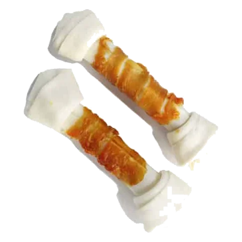 White Rawhide Knot Bone with Chicken, 7.5 and 20 cm