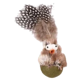 Wobbling egg with chick and feather cat toy