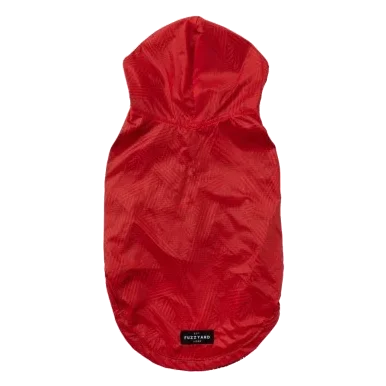 FuzzYard Flipside reversible dog raincoat in red and black