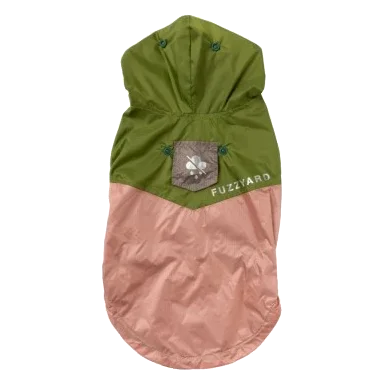 FuzzYard Ormond reversible dog raincoat in olive and pink