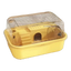 Yellow chew-proof hamster cage with clear flip-up lid