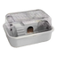 Grey chew-proof hamster cage with clear flip-up lid