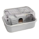 Grey chew-proof hamster cage with clear flip-up lid