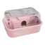 Pink chew-proof hamster cage with clear flip-up lid