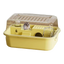 Yellow chew-proof hamster cage with hamster, water bottle and built-in house