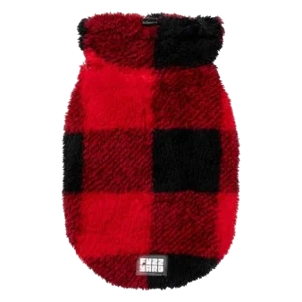 FuzzYard Checkered Teddy Dog Jumper in Red