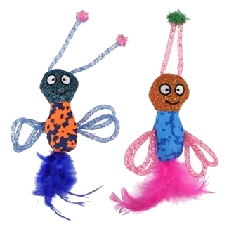 Bee toy with feather for cats