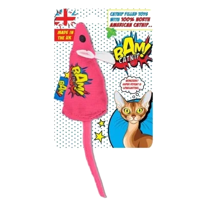 Catnip cat toy BAM! Pink Mouse, 18 cm