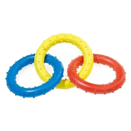 Classic Triple Ring Rubber Tug Toy for Dogs, 190 mm