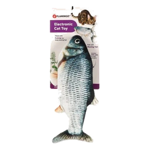 Electronic fish cat toy with moving tail