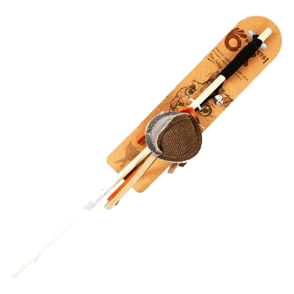 Cat wand with fabric ball and catnip