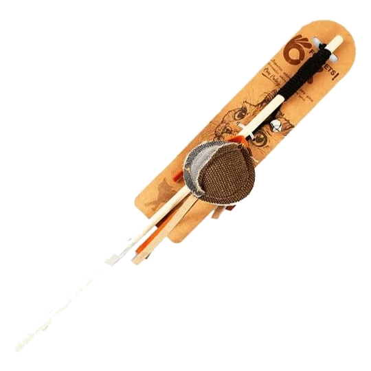 Cat wand with fabric ball and catnip