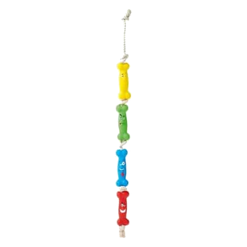 Classic vinyl bone with rope dog toy, 680 mm