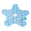 Blue star-shaped interactive cat toy with feather