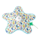 Star-shaped interactive cat toy with feather, multicolour print