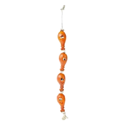 Classic vinyl chicken leg rope tug dog toy, 680 mm