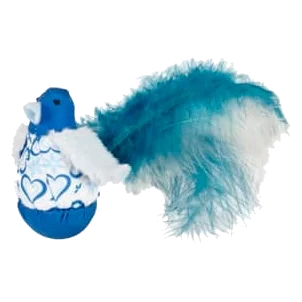 Blue bird cat toy with feathers and catnip