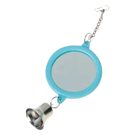 Budgie round mirror toy with bell