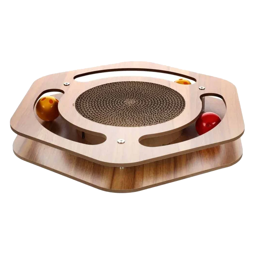 Densi brown scratcher toy with ball for cats