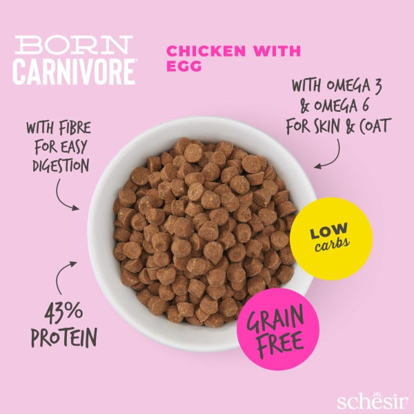 Schesir Born Carnivore chicken with egg dry kitten food, 255 g – image 3