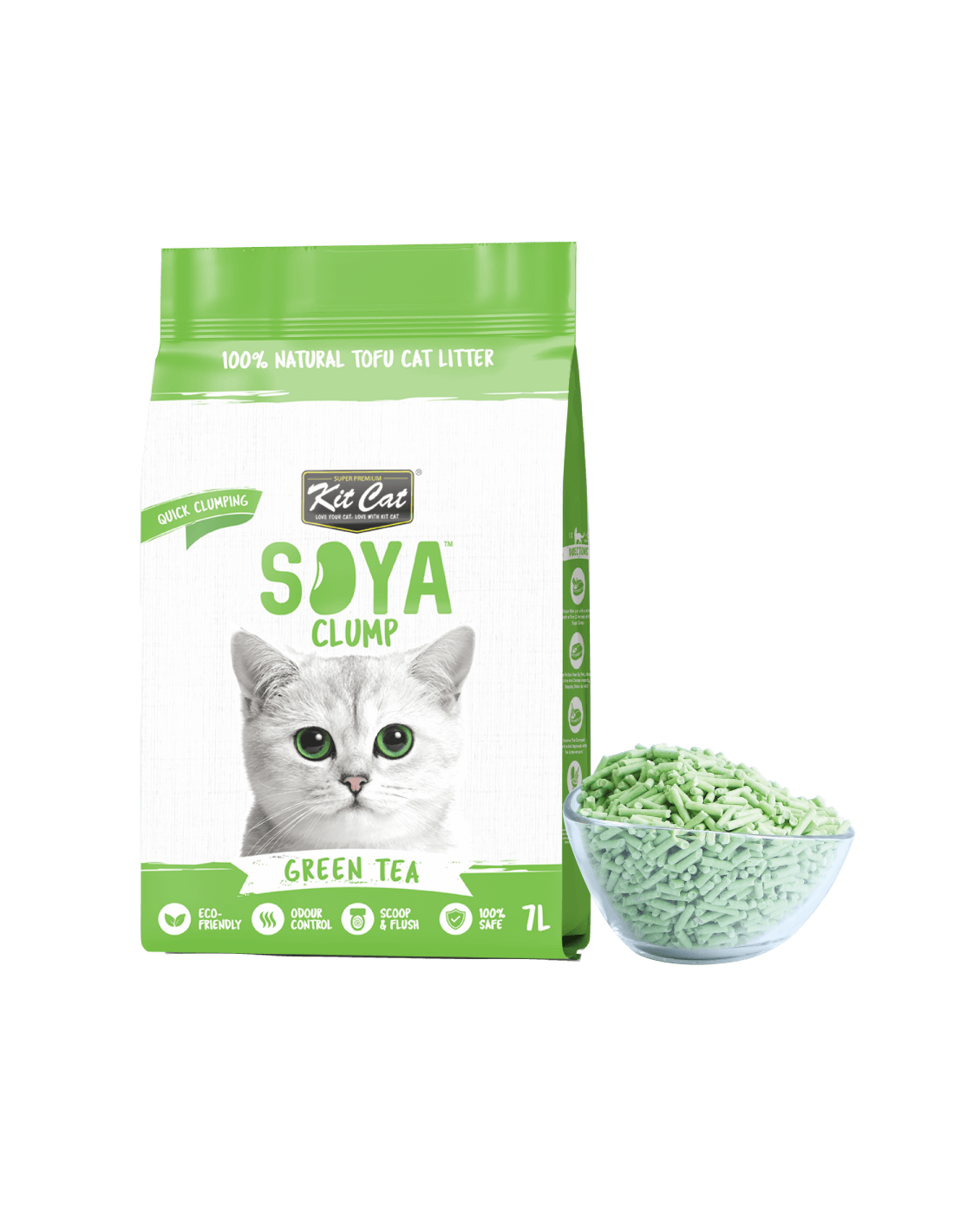 Kit Cat Eco green tea cat litter, 7 L (2.5 kg)
