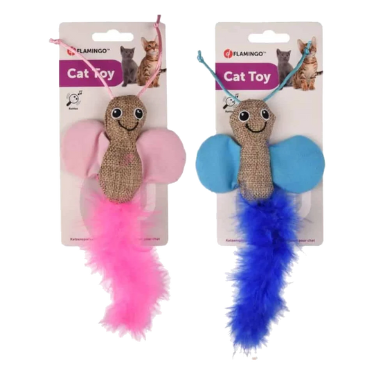 Pink and blue butterfly cat toys