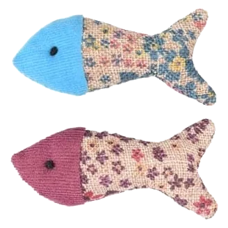 Marly blue and purple fish cat toys, 4 × 9 × 2 cm