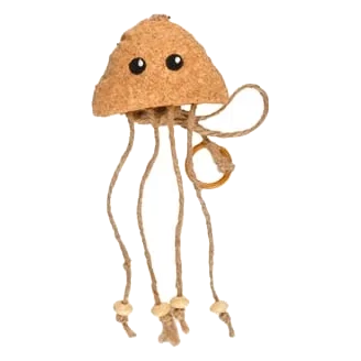 Hanging cork jellyfish cat toy