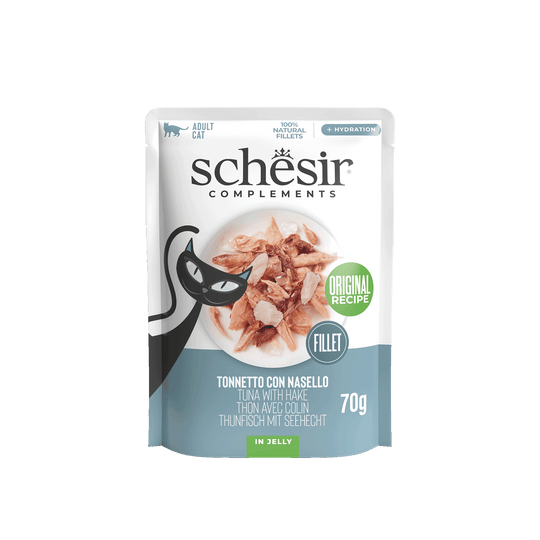 Schesir tuna with hake wet cat food, 70 g pouch