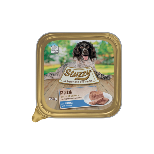 Mister Stuzzy Dog trout wet dog food, aluminium tray